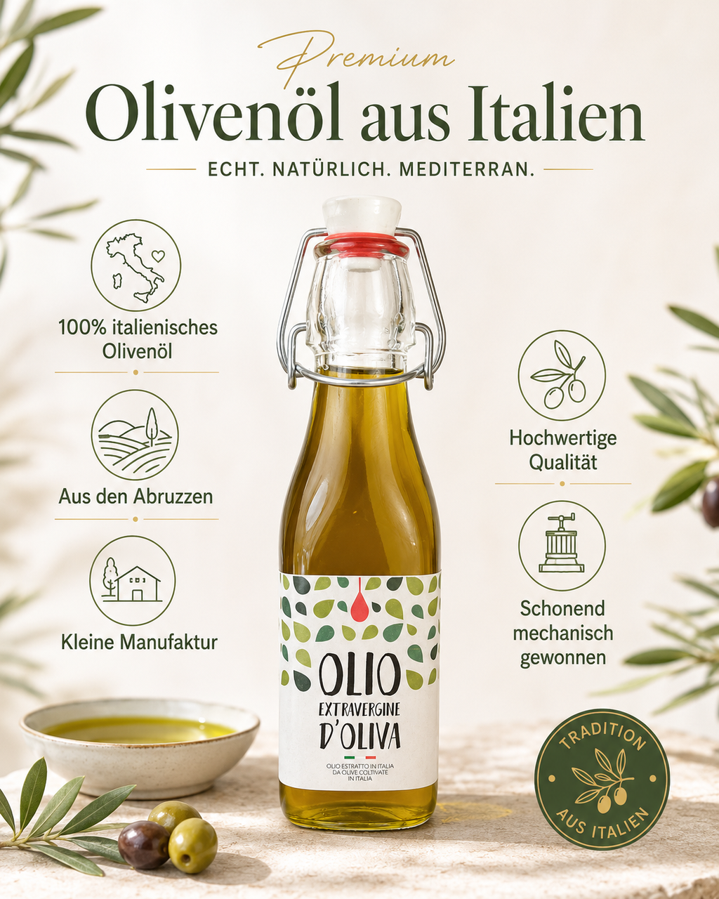 Premium Olivenöl Extra Vergine – 100 % italienisch